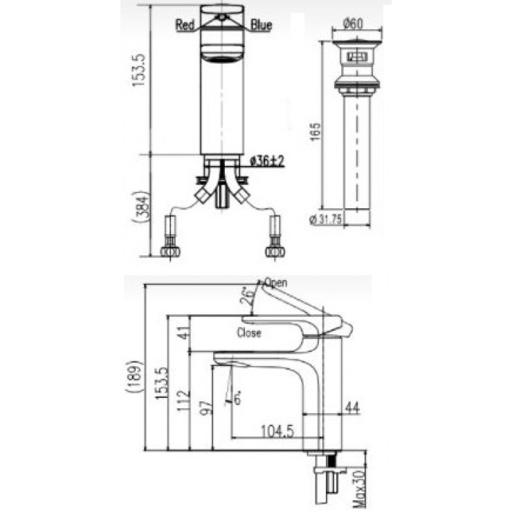 Vòi Chậu Lavabo Inax LFV-632S-2 Nóng Lạnh